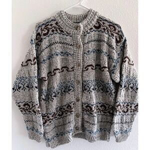 Vintage Winona Sweater Womens Small White Cotton Preppy Fisherman‎ Chunky Thick